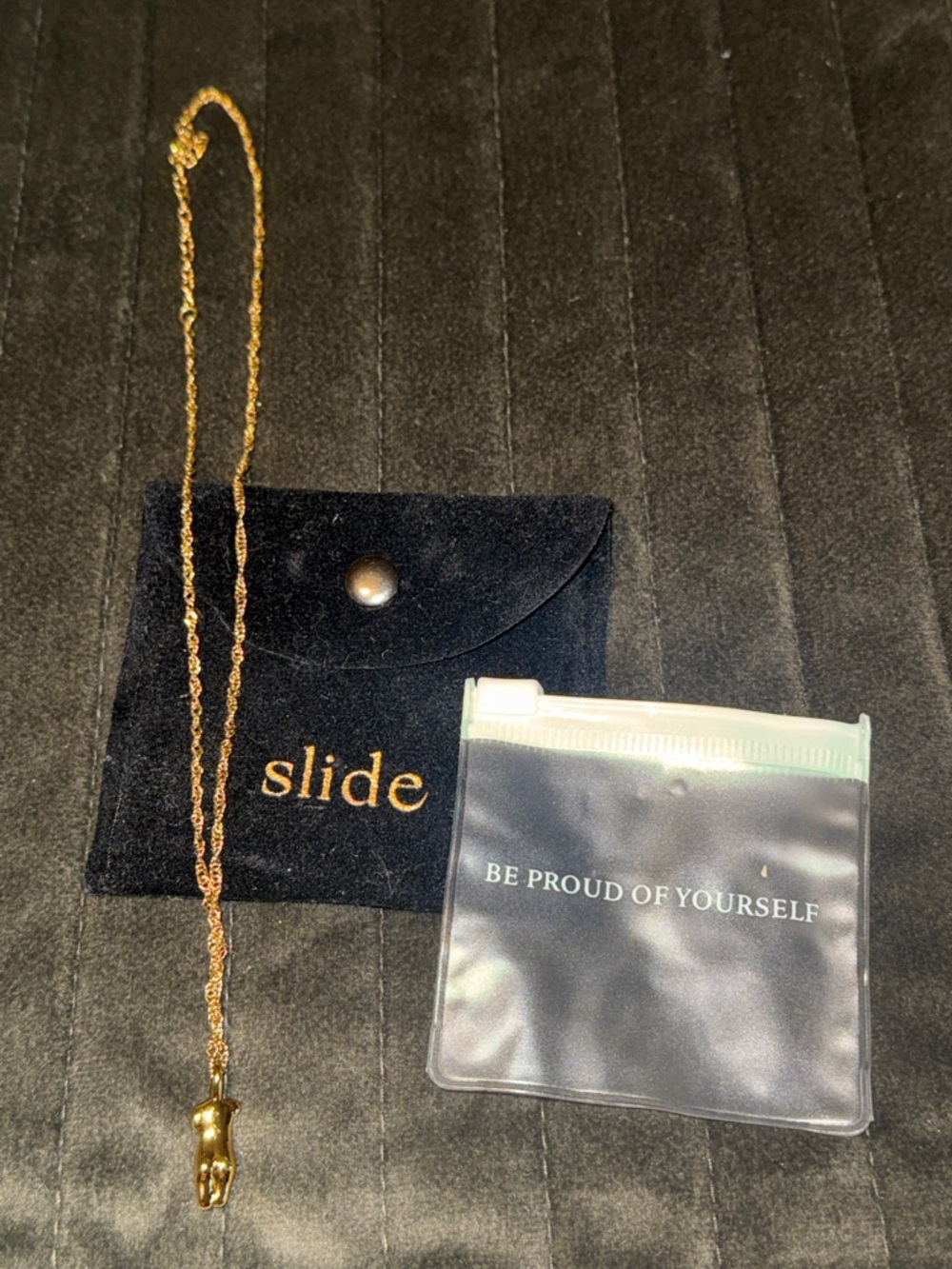 NEW Slide Necklace gold tone Fashion Design Bust Mannequin pendant